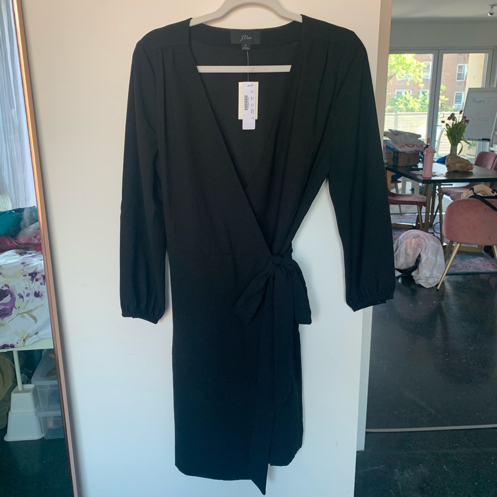 J. Crew Black Wrap Dress - 8